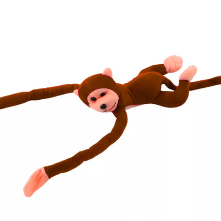 Pliušinė tamsiai ruda beždžionėlė su garsu 80 cm