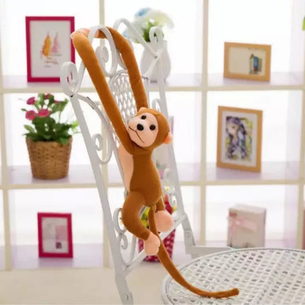 Pliušinė tamsiai ruda beždžionėlė su garsu 80 cm