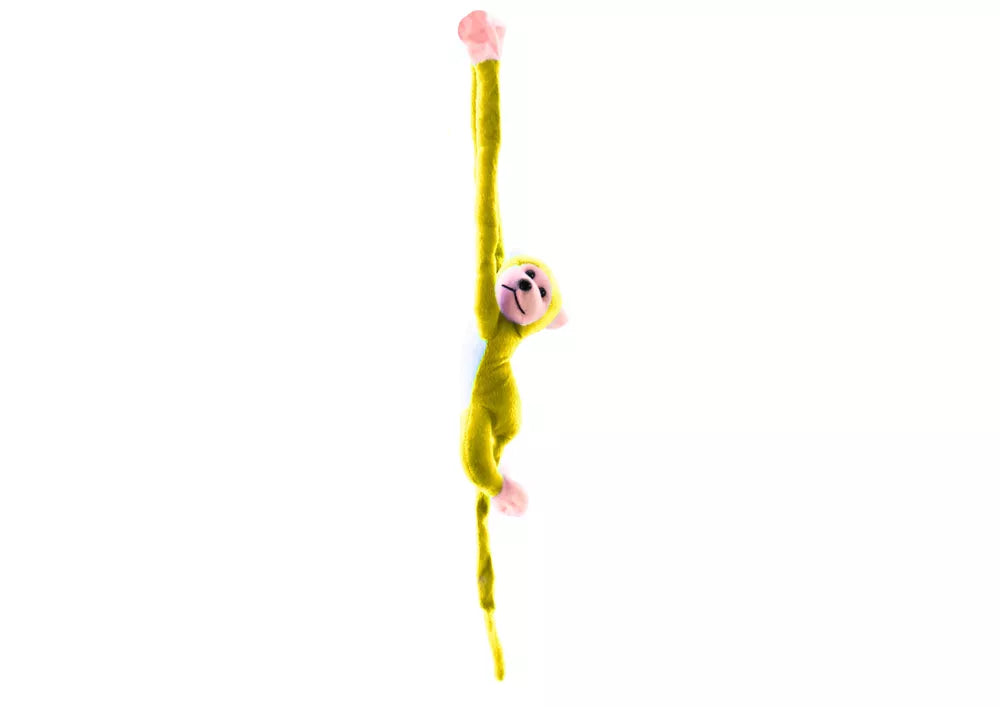 Pliušinė geltona beždžionėlė su garsu 80 cm