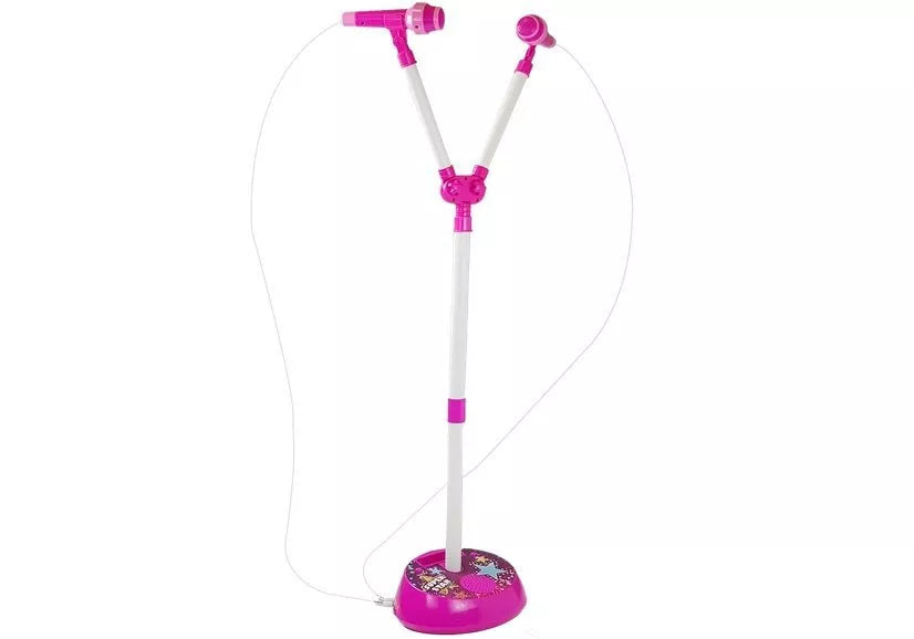 Dvigubo mikrofono rinkinys su šviesos diodai ir stovu