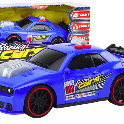 Mėlynas lenktynis automobilis