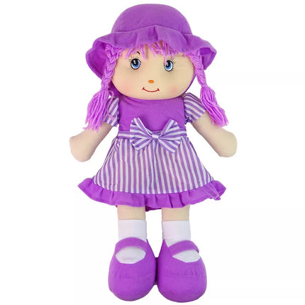 Violetinė dryžuota skudurinė lėlė 50 cm