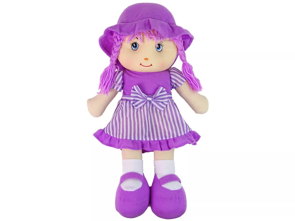 Violetinė dryžuota skudurinė lėlė 50 cm