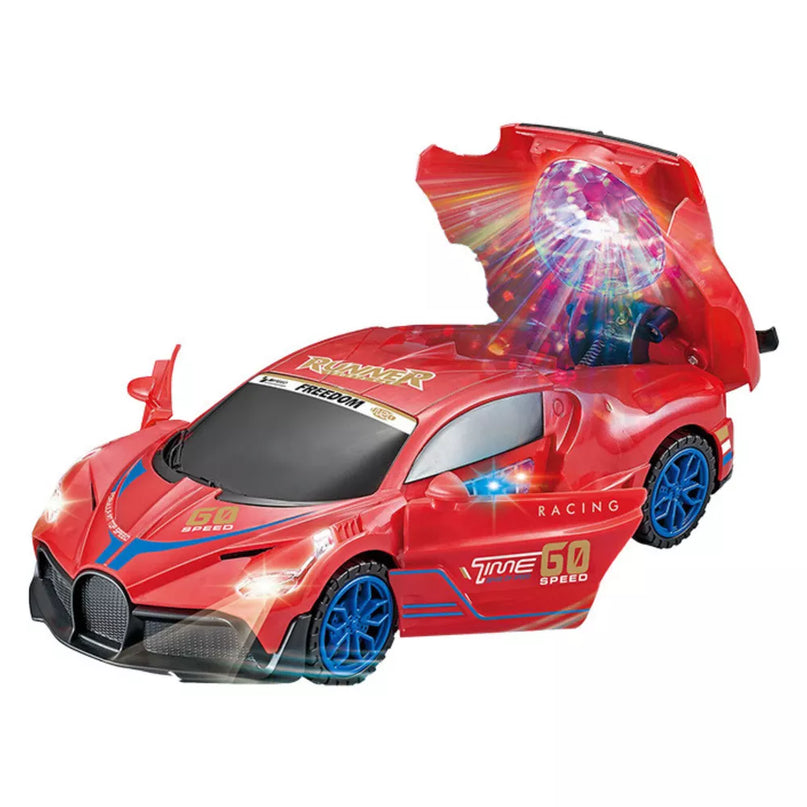 Raudonas sportinis automobilis su LED kamuoliuku