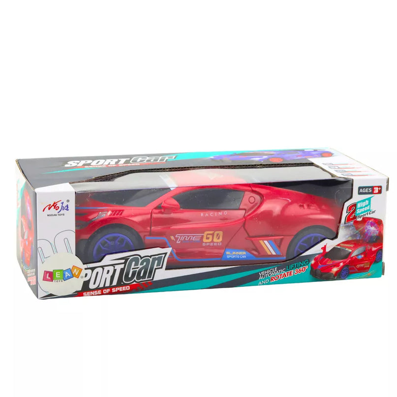 Raudonas sportinis automobilis su LED kamuoliuku