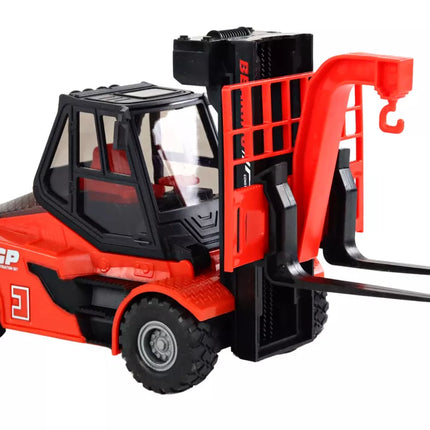 Raudonasis krautuvas su kroviniu