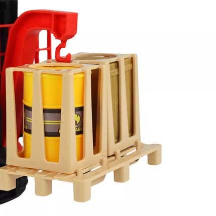 Raudonasis krautuvas su kroviniu