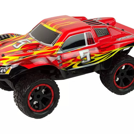 Nuotoliniu būdu valdomas raudonas visureigis