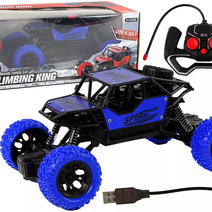 Nuotoliniu būdu valdomas reljefinis automobilis R/C 1:18 mėlynas