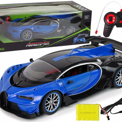 Nuotoliniu būdu valdomas sportinis automobilis LED priekiniai žibintai + R/C nuotolinio valdymo pultas