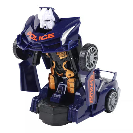 Tamsiai mėlynas policijos automobilis robotas