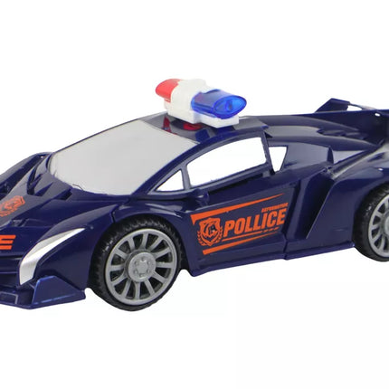 Tamsiai mėlynas policijos automobilis robotas