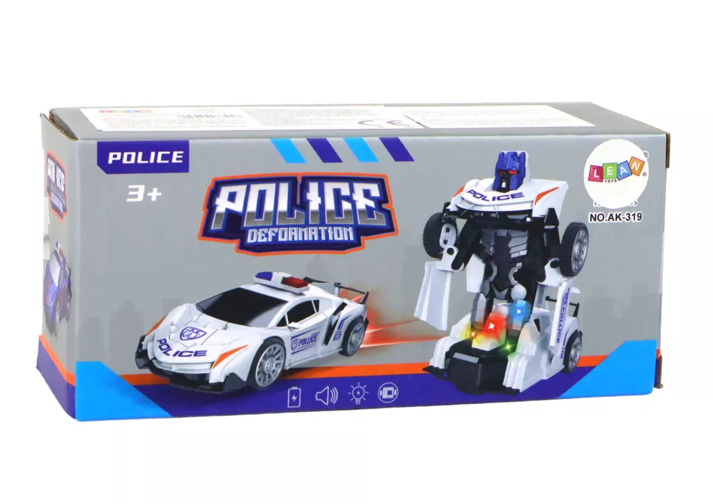 Tamsiai mėlynas policijos automobilis robotas