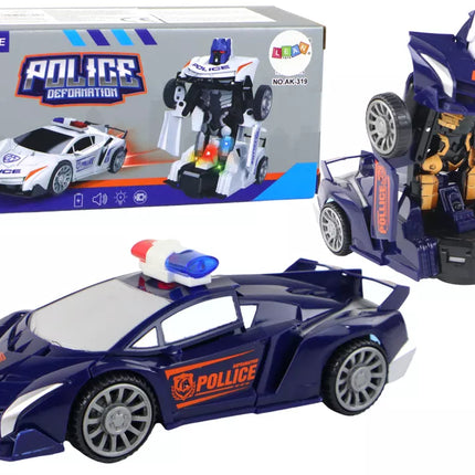 Tamsiai mėlynas policijos automobilis robotas