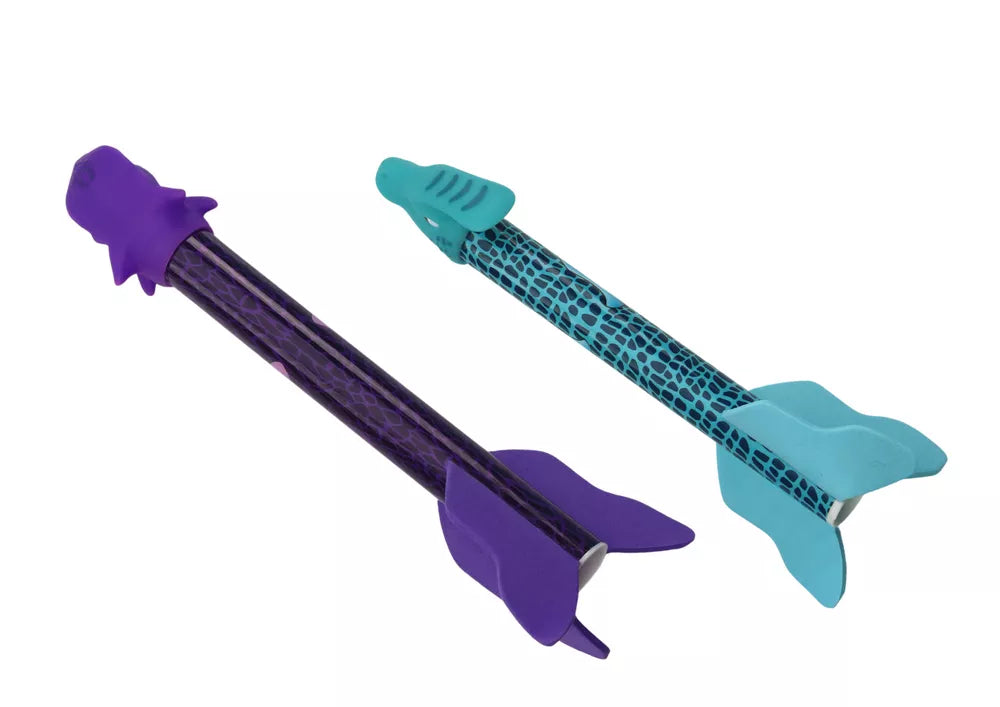 Mėlynas ugnikalis su dinozaurų formos raketomis