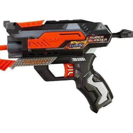 Juodas/raudonas šautuvas su šovinimis ir kauke