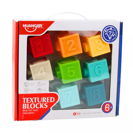 Guminės sensorinės lavinamosios kaladėlės mažyliams, 8 vnt.