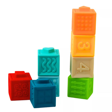 Guminės sensorinės lavinamosios kaladėlės mažyliams, 8 vnt.