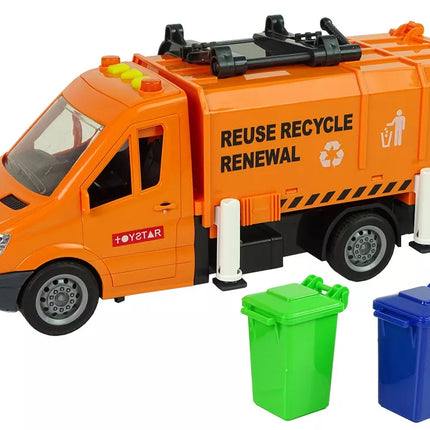 Oranžinė buitinių atliekų surinkimo mašina