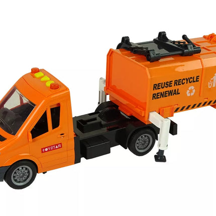 Oranžinė buitinių atliekų surinkimo mašina