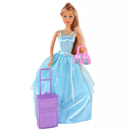 Lėlės rinkinys su violetiniu lagaminu