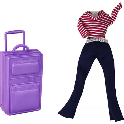 Lėlės rinkinys su violetiniu lagaminu