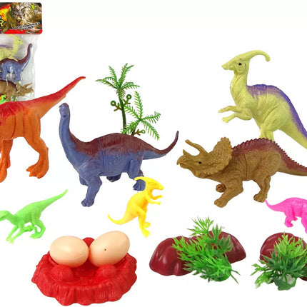 Dinozaurų figūrėlių rinkinys su priedais, 15 dalių