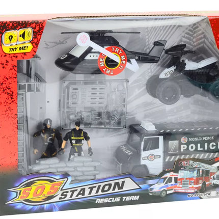 Policijos transportų priemonių ir figūrėlių rinkinys