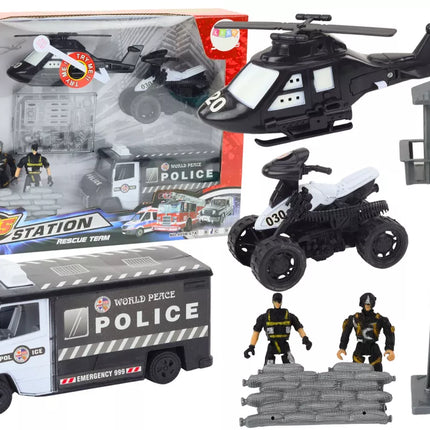 Policijos transportų priemonių ir figūrėlių rinkinys