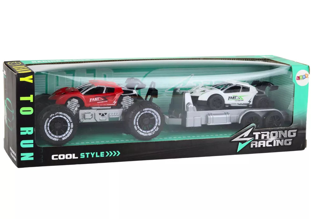 Raudono visureigio automobilio rinkinys