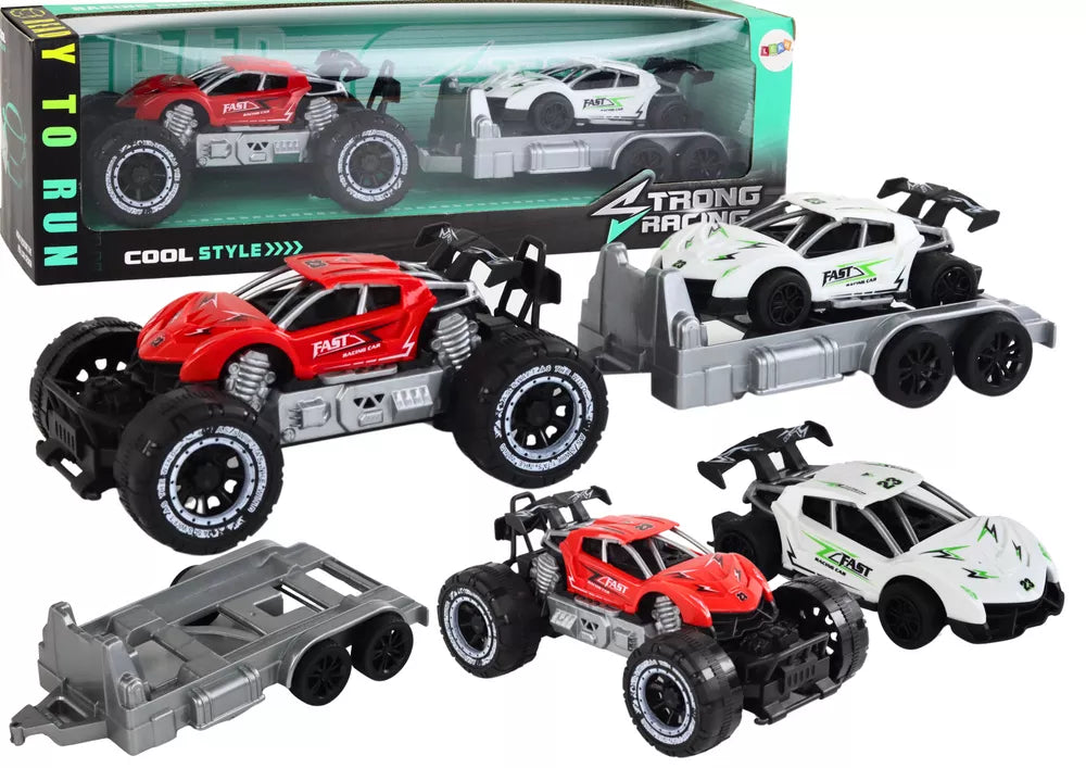 Raudono visureigio automobilio rinkinys