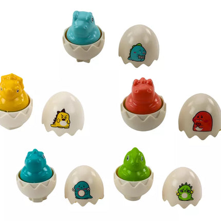 Šešių geometrinių spalvingų dinozaurų kiaušinių rinkinys