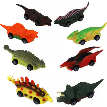 Spalvingų dinozaurų automobilių rinkinys 8 vnt