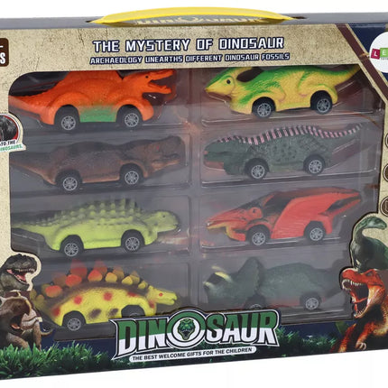 Spalvingų dinozaurų automobilių rinkinys 8 vnt