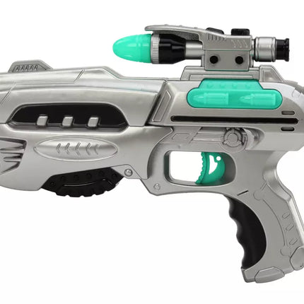 Kosminis rinkinys su šviesos kardu, šautuvu ir apsauginiais akiniais