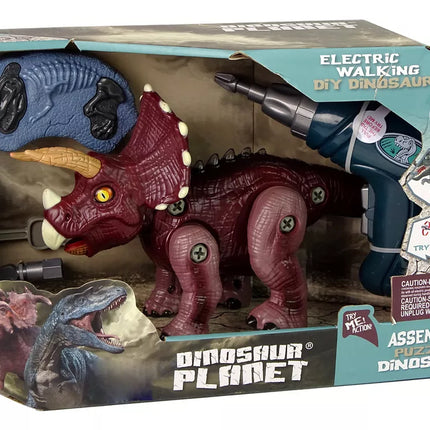 Rudas išardomas dinozauras su grąžtu