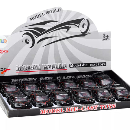 Juodas žaislinis sportinis automobilis