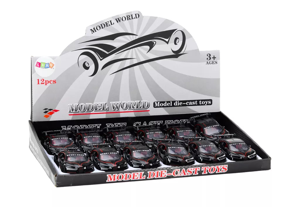 Juodas žaislinis sportinis automobilis