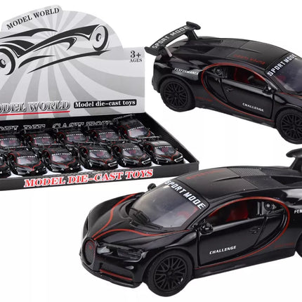 Juodas žaislinis sportinis automobilis