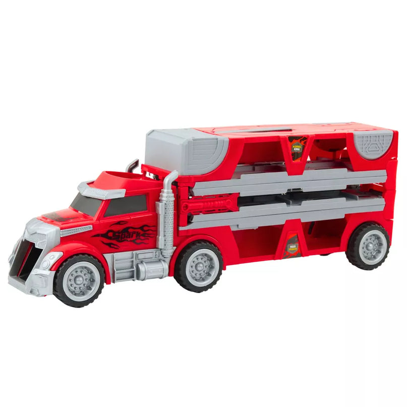 Sulankstomas sunkvežimio rinkinys su lenktynių trasa