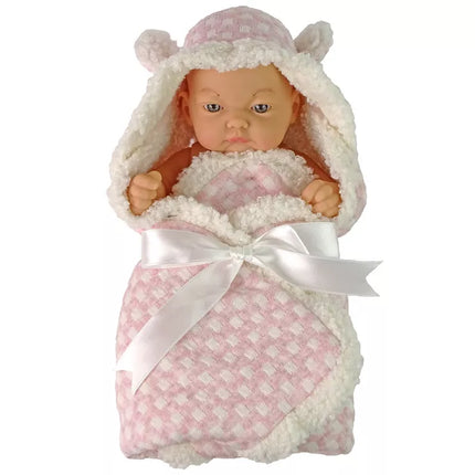 Miela lėlė su rausvu miegmaišiu