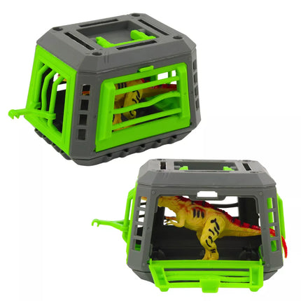 Juodas visureigio rinkinys su narvu ir dinozauru