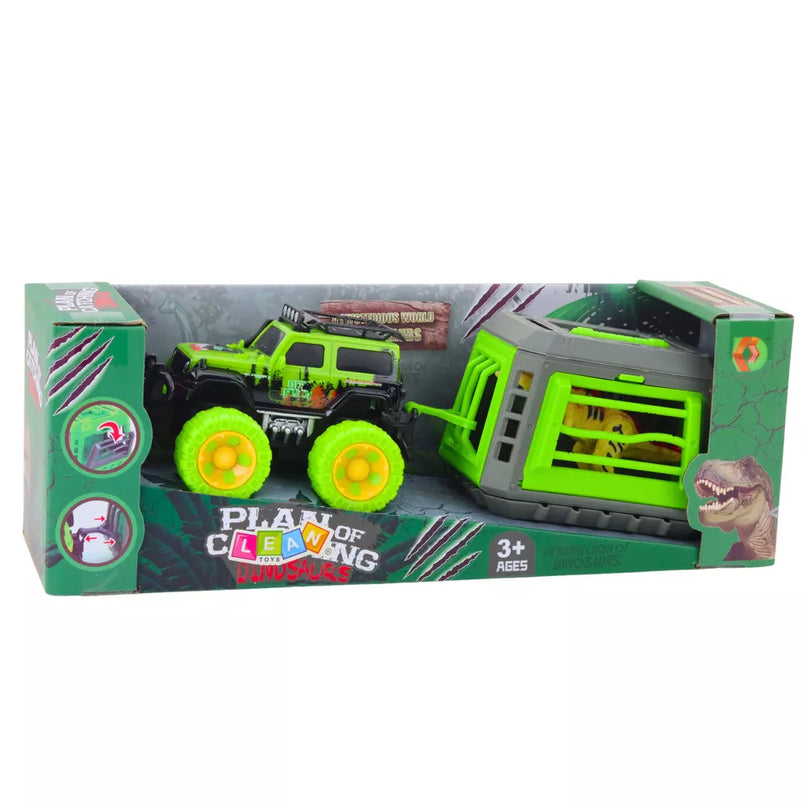 Juodas visureigio rinkinys su narvu ir dinozauru