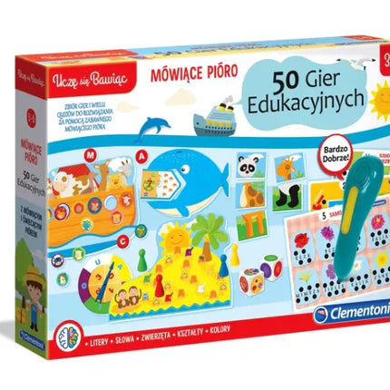Kalbantis rašiklis 50 edukacinių žaidimų, lenkų kalba Clementoni 50650