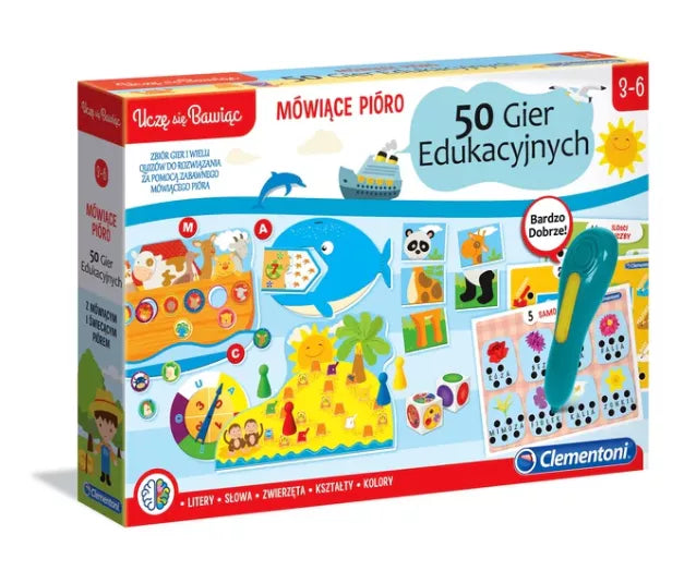 Kalbantis rašiklis 50 edukacinių žaidimų, lenkų kalba Clementoni 50650