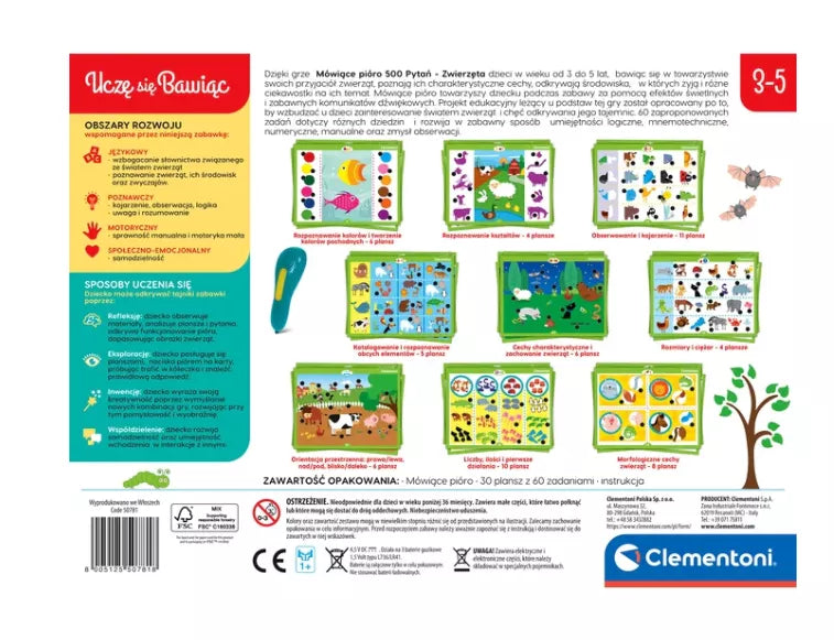 Žaidimas gyvūnai su kalbančiu rašikliu, lenkų Kalbos Clementoni 50781