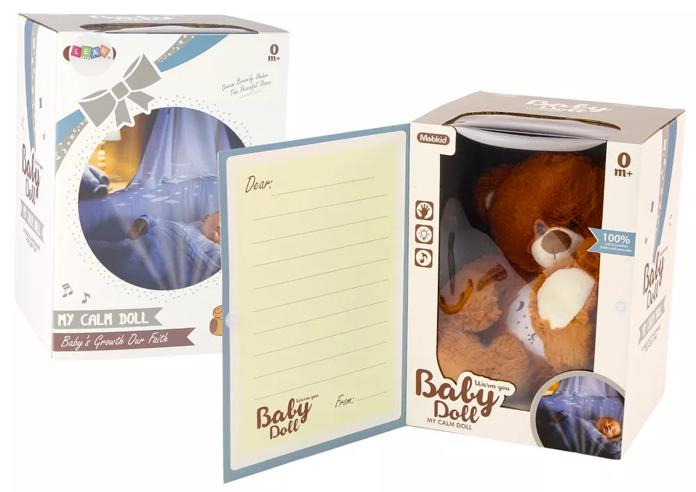 Pliušinis miegantis rudas meškiukas