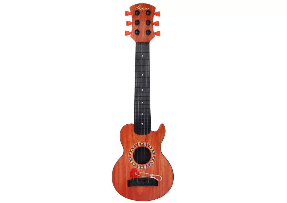 Vaikiška medinė žaislinė oranžinė gitara