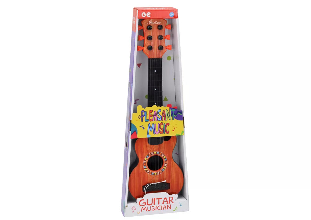 Vaikiška medinė žaislinė oranžinė gitara