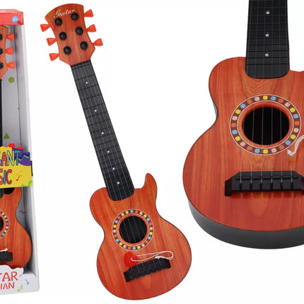 Vaikiška medinė žaislinė oranžinė gitara